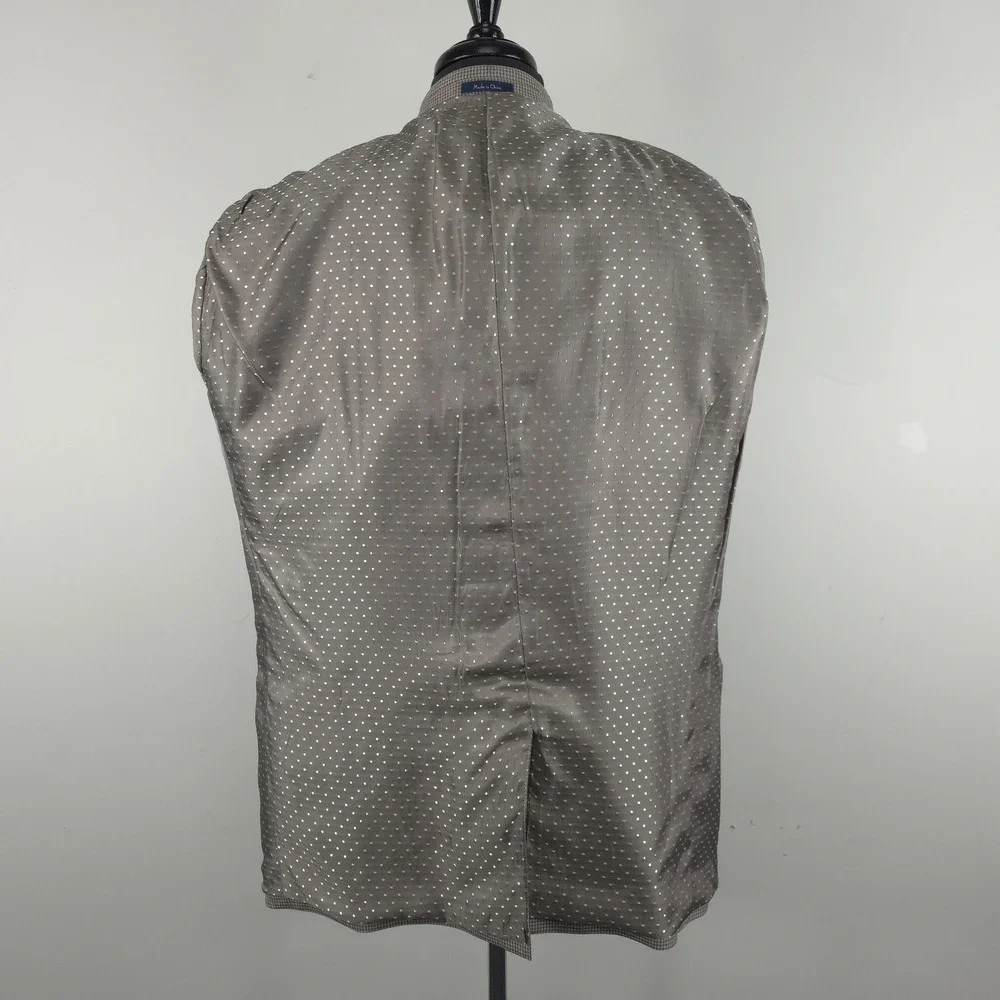Turnbury Blazer Mens 50R Brown Silk Wool Check Sport Coat Jacket Classic